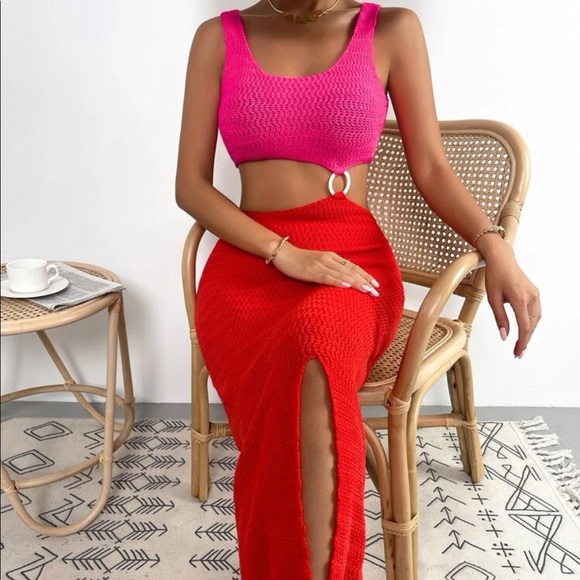 Colorblock Ring Linked Cover Up - Picture 4 of 4